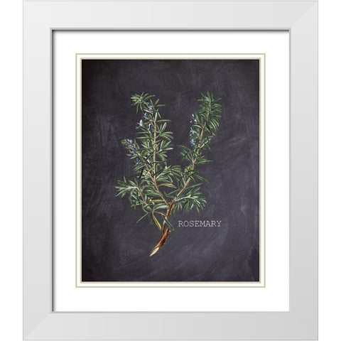Blackboard Herbs 2 White Modern Wood Framed Art Print with Double Matting by Kimberly, Allen