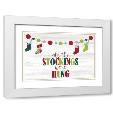All the Stockings White Modern Wood Framed Art Print with Double Matting by Kimberly, Allen