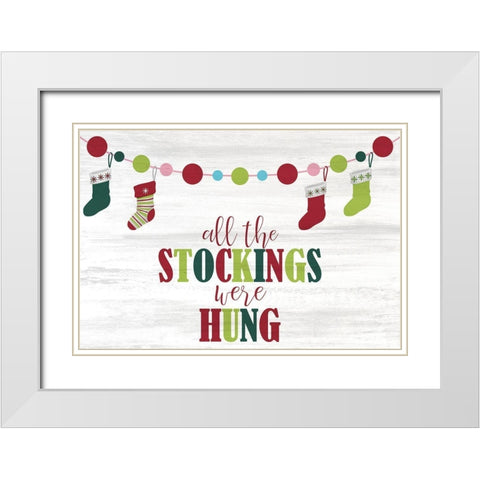 All the Stockings White Modern Wood Framed Art Print with Double Matting by Kimberly, Allen