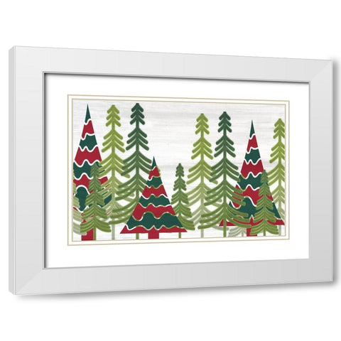 Christmas Trees White Modern Wood Framed Art Print with Double Matting by Kimberly, Allen