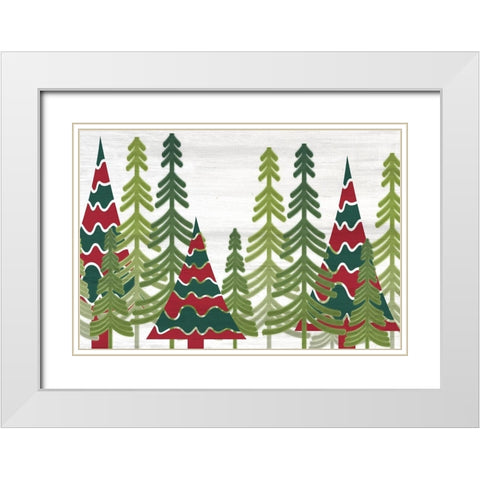 Christmas Trees White Modern Wood Framed Art Print with Double Matting by Kimberly, Allen