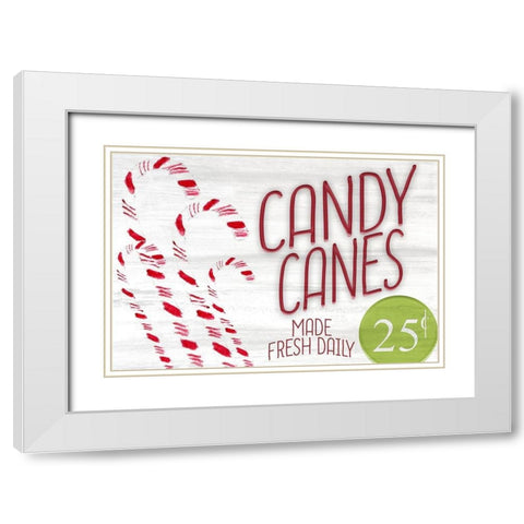 Fresh Candy Canes White Modern Wood Framed Art Print with Double Matting by Kimberly, Allen