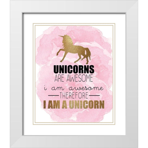 Therefore I Am A Unicorn White Modern Wood Framed Art Print with Double Matting by Kimberly, Allen