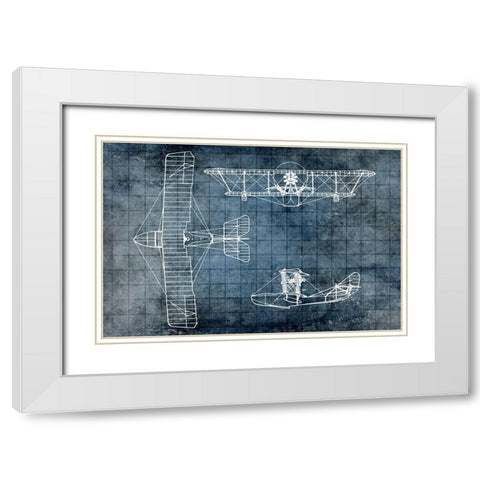 Plane Blueprint 2 White Modern Wood Framed Art Print with Double Matting by Kimberly, Allen