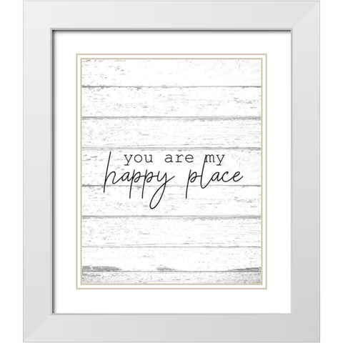 Happy Place White Modern Wood Framed Art Print with Double Matting by Kimberly, Allen