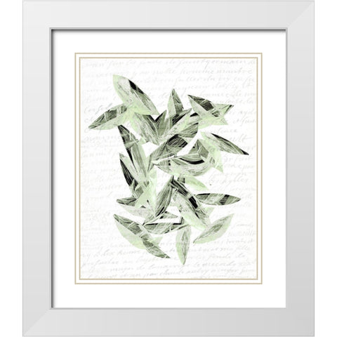 Falling Leaves 2 White Modern Wood Framed Art Print with Double Matting by Kimberly, Allen