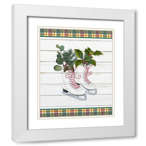 Christmas Skates White Modern Wood Framed Art Print with Double Matting by Kimberly, Allen