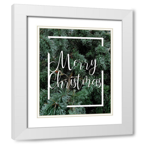 Merry Christmas Foliage White Modern Wood Framed Art Print with Double Matting by Kimberly, Allen