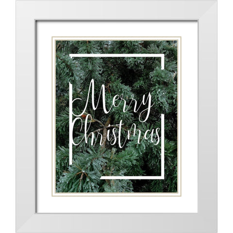 Merry Christmas Foliage White Modern Wood Framed Art Print with Double Matting by Kimberly, Allen