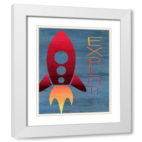 Space Explore 1 White Modern Wood Framed Art Print with Double Matting by Kimberly, Allen