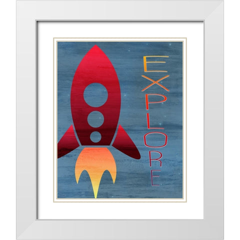 Space Explore 1 White Modern Wood Framed Art Print with Double Matting by Kimberly, Allen