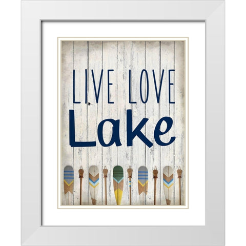 Live Love Lake White Modern Wood Framed Art Print with Double Matting by Kimberly, Allen
