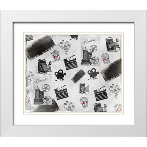 Movie Time White Modern Wood Framed Art Print with Double Matting by Allen, Kimberly