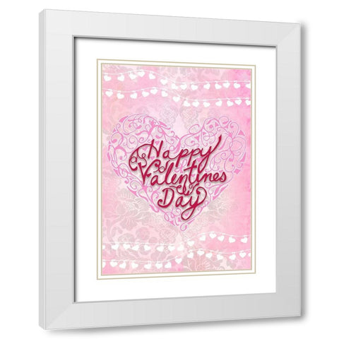 Valentines Day Heart White Modern Wood Framed Art Print with Double Matting by Kimberly, Allen