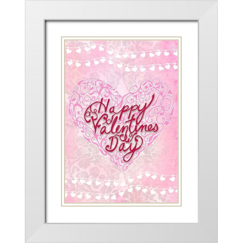 Valentines Day Heart White Modern Wood Framed Art Print with Double Matting by Kimberly, Allen