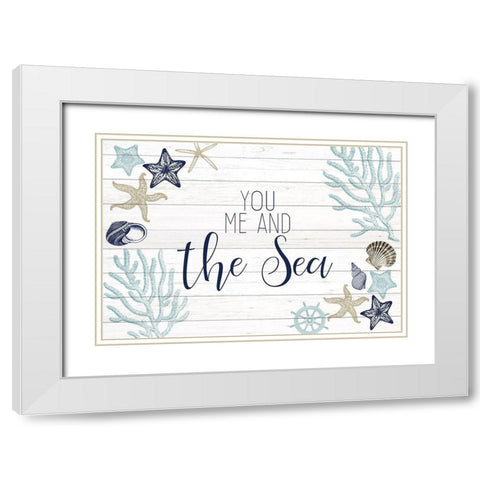 You Me and the Sea White Modern Wood Framed Art Print with Double Matting by Kimberly, Allen
