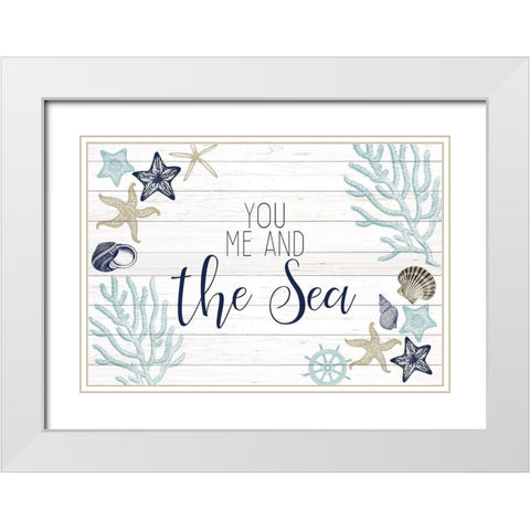You Me and the Sea White Modern Wood Framed Art Print with Double Matting by Kimberly, Allen