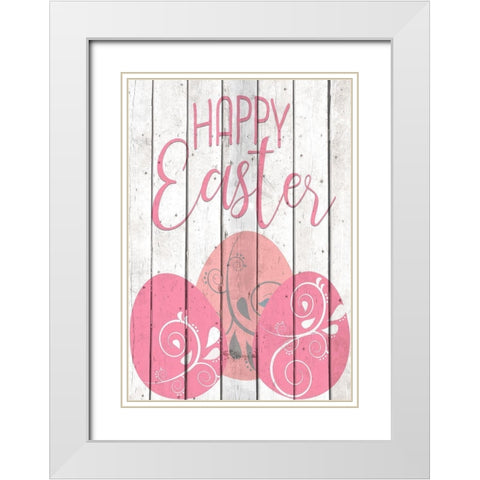 Happy Easter Eggs White Modern Wood Framed Art Print with Double Matting by Kimberly, Allen