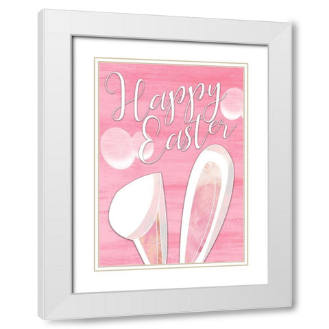 Happy Easter Bunny Ears White Modern Wood Framed Art Print with Double Matting by Kimberly, Allen