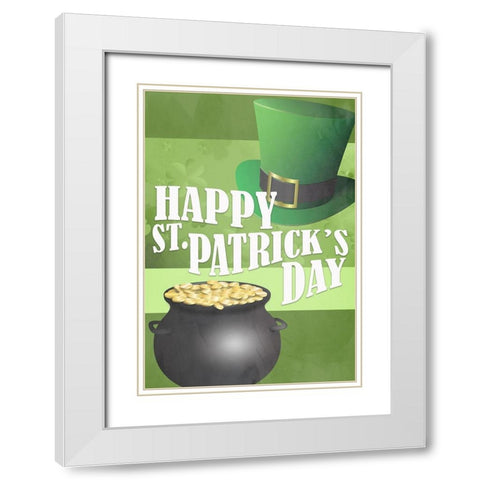 Happy Saint Patricks Day White Modern Wood Framed Art Print with Double Matting by Kimberly, Allen