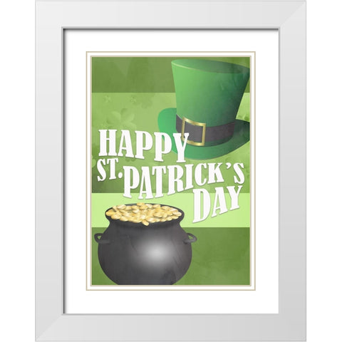 Happy Saint Patricks Day White Modern Wood Framed Art Print with Double Matting by Kimberly, Allen