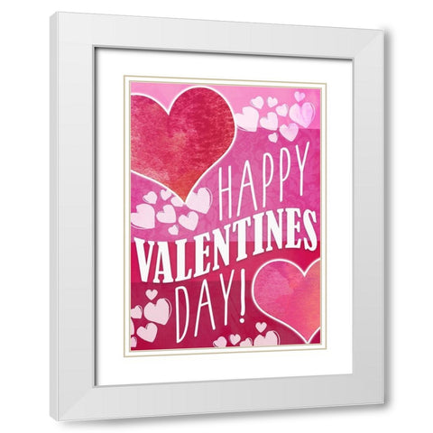 Happy Valentines Day White Modern Wood Framed Art Print with Double Matting by Kimberly, Allen