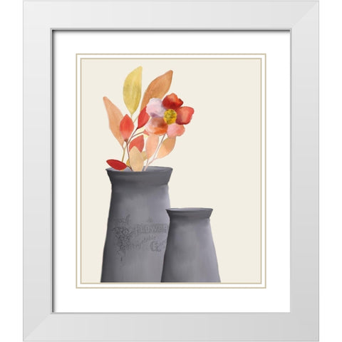 Colors of Fall 3 White Modern Wood Framed Art Print with Double Matting by Kimberly, Allen