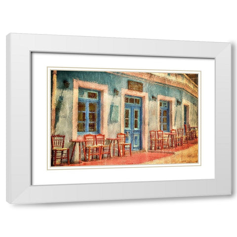 Corner Cafe White Modern Wood Framed Art Print with Double Matting by Kimberly, Allen