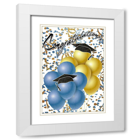 Congratulations Balloons White Modern Wood Framed Art Print with Double Matting by Kimberly, Allen