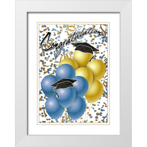 Congratulations Balloons White Modern Wood Framed Art Print with Double Matting by Kimberly, Allen