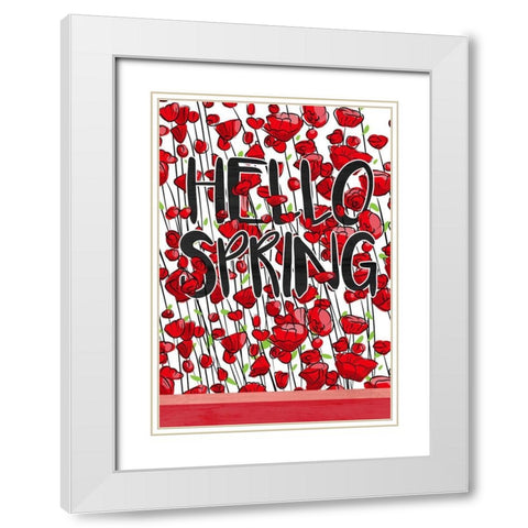 Hello Spring White Modern Wood Framed Art Print with Double Matting by Kimberly, Allen