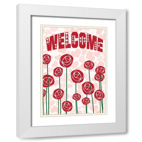 Welcome Roses White Modern Wood Framed Art Print with Double Matting by Kimberly, Allen
