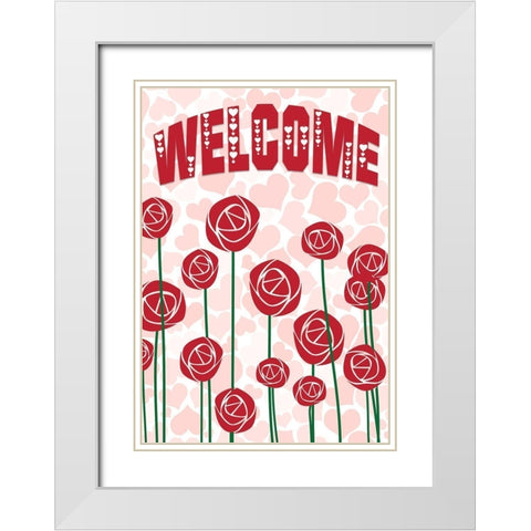 Welcome Roses White Modern Wood Framed Art Print with Double Matting by Kimberly, Allen