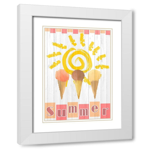 Summer Ice Cream White Modern Wood Framed Art Print with Double Matting by Kimberly, Allen