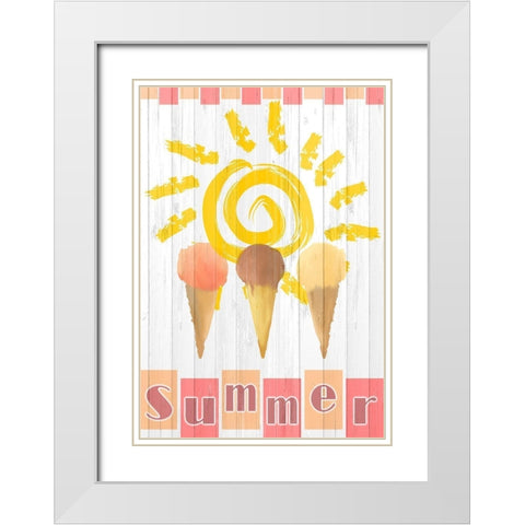 Summer Ice Cream White Modern Wood Framed Art Print with Double Matting by Kimberly, Allen
