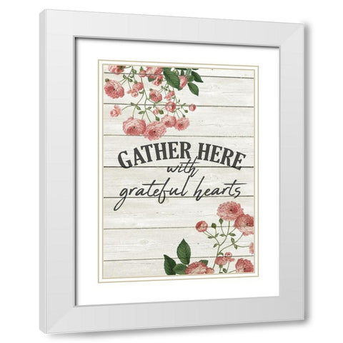 Grateful Hearts White Modern Wood Framed Art Print with Double Matting by Kimberly, Allen