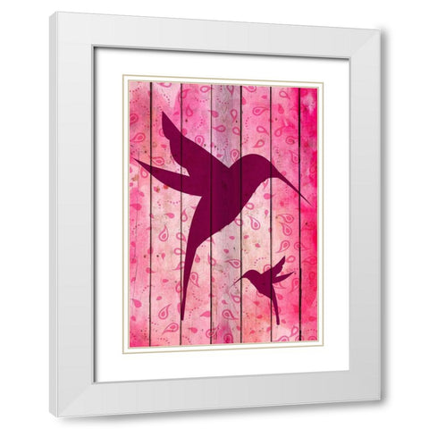 Hummingbird Pink White Modern Wood Framed Art Print with Double Matting by Kimberly, Allen