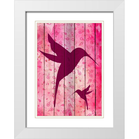 Hummingbird Pink White Modern Wood Framed Art Print with Double Matting by Kimberly, Allen