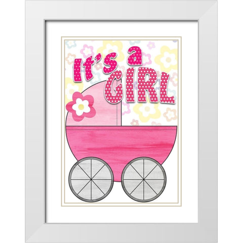Its a Girl White Modern Wood Framed Art Print with Double Matting by Kimberly, Allen