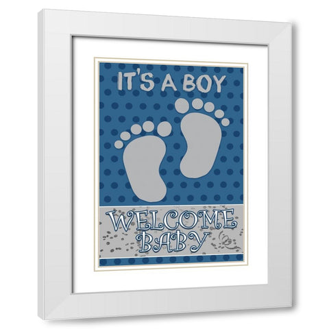 Baby Feet Boy White Modern Wood Framed Art Print with Double Matting by Kimberly, Allen