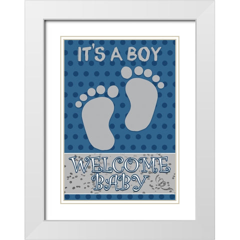 Baby Feet Boy White Modern Wood Framed Art Print with Double Matting by Kimberly, Allen