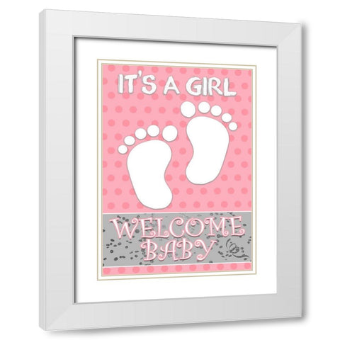 Baby Feet Girl White Modern Wood Framed Art Print with Double Matting by Kimberly, Allen