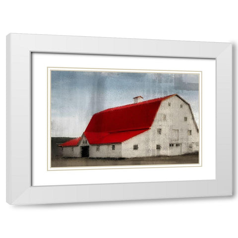 Red Roof Barn White Modern Wood Framed Art Print with Double Matting by Kimberly, Allen