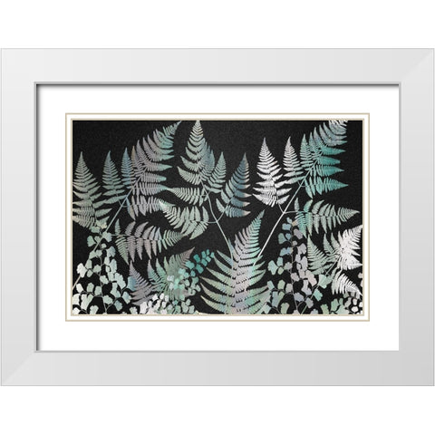 Sparkle Ferns White Modern Wood Framed Art Print with Double Matting by Kimberly, Allen