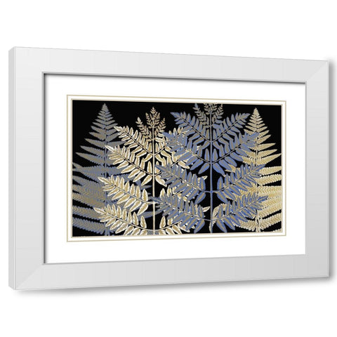 Gilded Ferns White Modern Wood Framed Art Print with Double Matting by Kimberly, Allen