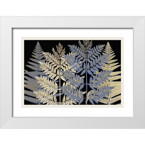 Gilded Ferns White Modern Wood Framed Art Print with Double Matting by Kimberly, Allen