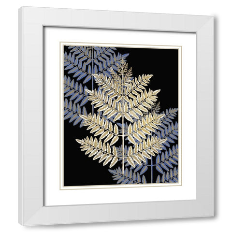 Gilded Fern 1 White Modern Wood Framed Art Print with Double Matting by Kimberly, Allen