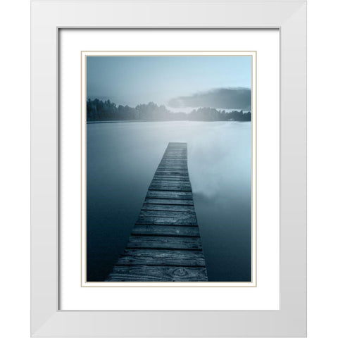At the Dock White Modern Wood Framed Art Print with Double Matting by Kimberly, Allen