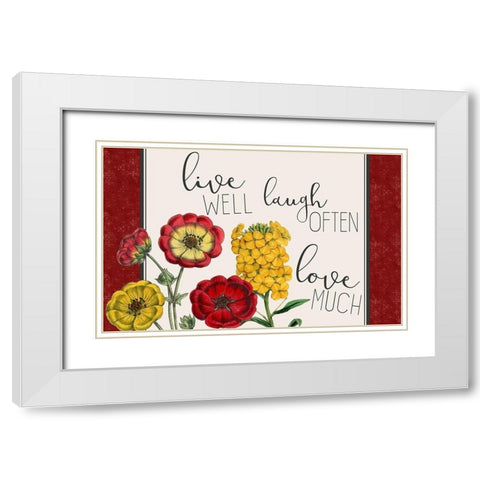 Live Well 1 White Modern Wood Framed Art Print with Double Matting by Kimberly, Allen