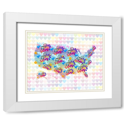 Groovy Love White Modern Wood Framed Art Print with Double Matting by Allen, Kimberly